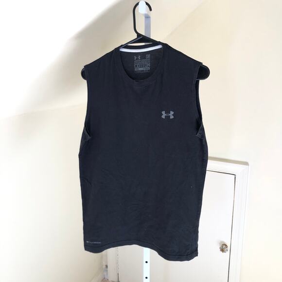 Under Armour EUC Men's Charged Cotton Sleeveless Tee Black Size SM - Picture 1 of 4
